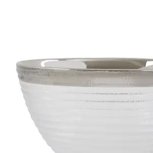 Maison by Premier Ida 15cm Embossed Glass Bowl With Silver Rim