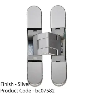 3D Adjustable Concealed Cabinet Hinge - 180 Degree Opening Wardrobe SILVER