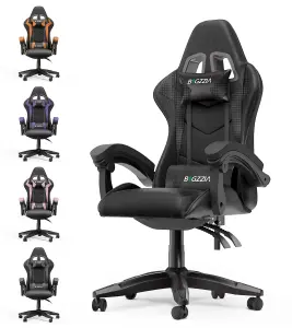 Ergonomic Gaming Chair,Soft PU Leather with Adjustable Reclining Back Black