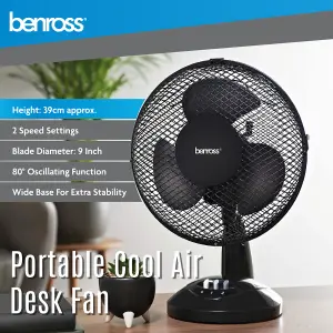 Benross 43919 9-Inch Black Standing Desk Fan