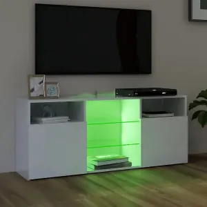 vidaXL TV Cabinet with LED Lights High Gloss White 120x30x50 cm