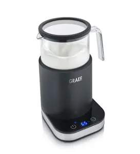 Graef Premium Induction Milk Frother, Glass Jug, Hot & Cold Milk, Hot Chocolate, 400ml Milk, 200ml Froth - Black