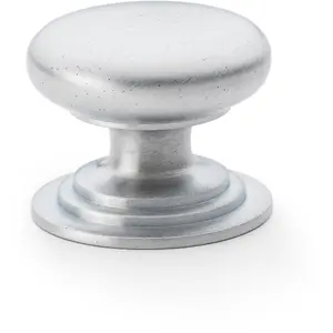 Stepped Round Door Knob - Satin Chrome 38mm Classic Kitchen Cabinet Pull Handle