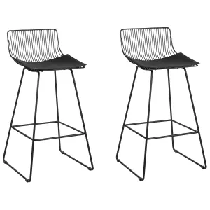 Set of 2 Bar Chairs FREDONIA Metal Black