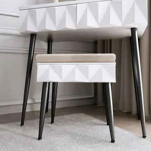 Montana Black Dressing Table with Padded Storage Stool-White/Black