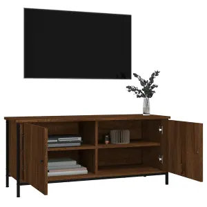 Berkfield TV Cabinet with Doors Brown Oak 102x35x45 cm Engineered Wood