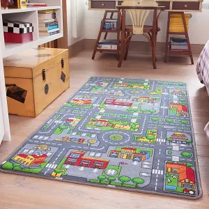 Kids Double Sided Play Mat Roads City Farm Play Room Rug 80x150cm