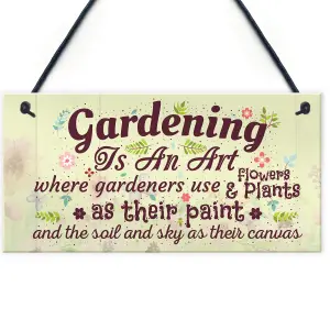 Red Ocean Gardening Is An Art Novelty Hanging Plaque SummerHouse Sign Garden Shed Friendship Gift