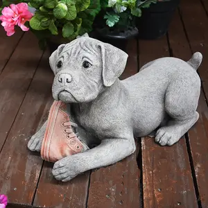 Dog and Shoe Stone Garden Ornament