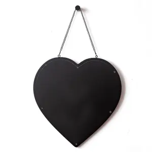 Hanging Heart Mirror/Decorative Vanity Mirror (Black, 44.5 x 44.5 cm)