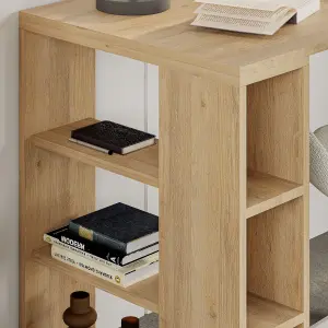 Decortie Colmar Modern Desk with Integrated 6-Shelf Bookshelf Storage Oak Width 140cm