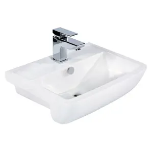 White Stone 500mm L x 500mm W White Ceramic Rectangular Sink with Overflow