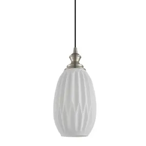 Luminosa Modern Hanging Pendant Satin Nickel 1 Light  with Clear Shade, E27 Dimmable