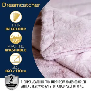 Dreamcatcher Blanket Throw Soft Faux Fur 160 x 130cm Overblanket Pink