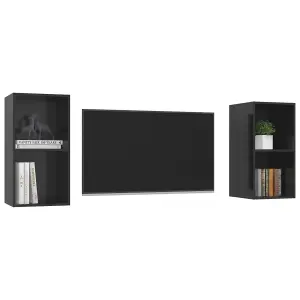 Berkfield Wall-mounted TV Cabinets 2 pcs High Gloss Black Engineered Wood