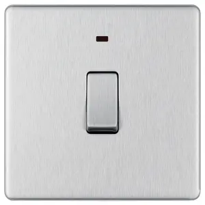 GoodHome 20A Rocker Flat Control switch with LED indicator Steel effect