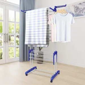 Stainless Steel Foldable Standard Drying Rack Blue/Grey