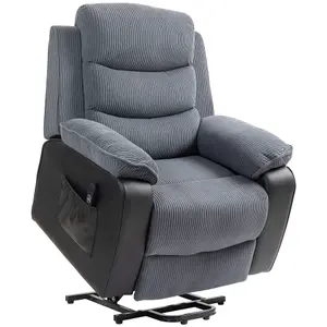 Power Lift Recliner Chair with Remote Control and 2 Side Pockets, Dark Grey