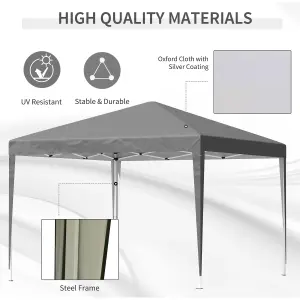 Outsunny 3 x 3 m Garden Pop Up Gazebo Marquee Party Tent Wedding Canopy Grey