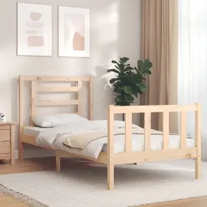 Berkfield Bed Frame with Headboard 90x200 cm Solid Wood