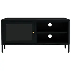 Berkfield TV Cabinet Black 90x30x44 cm Steel and Glass