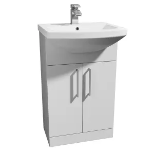 Bathroom 550mm Vanity Unit with Basin - White - (Innocent Trim) Brassware Not Included