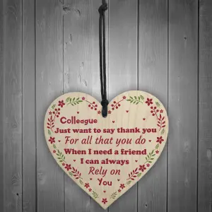 Red Ocean Thank You Colleague Gift Handmade Wooden Heart Sign Leaving Work Present Friendship Friend Gift