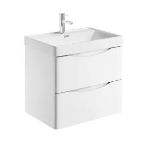 Eden 600mm Wall Hung Vanity Unit in Gloss White & Resin Basin