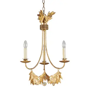 Elstead Sweet Olive 3 Light Multi Arm Ceiling Pendant Chandelier Gold, E14