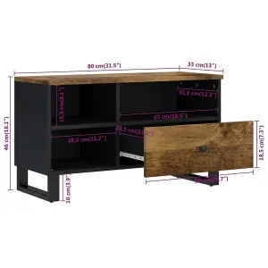 Berkfield TV Cabinet 80x33x46 cm Solid Wood Mango&Engineered Wood