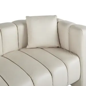 Right Hand Vegan Faux Leather Chaise Lounge Off-White LANNILS