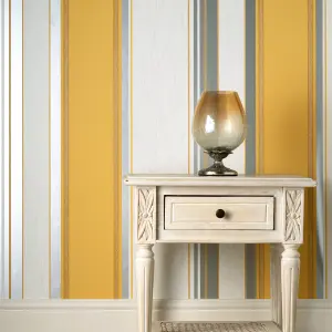 Crown Synergy Stripe Mustard Wallpaper M1721