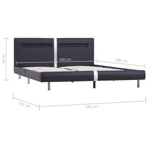 Berkfield Bed Frame with LED Black Faux Leather 150x200 cm 5FT King Size