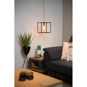 Lucide Arthur Modern Cube Pendant Light - 1xE27 - Black