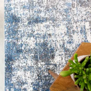 Blue Grey Super Soft Distressed Abstract Area Rug 160x230cm