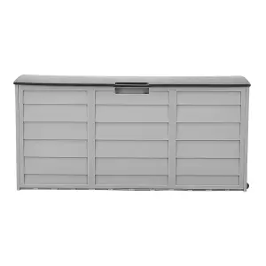 290L Waterproof Lockable Outdoor Garden Storage Box with Wheels, Dark Grey and Light Grey