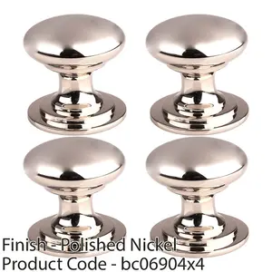 4 PACK - Victorian Tiered Door Knob - 42mm Polished Nickel Cabinet Pull Handle Round Rose