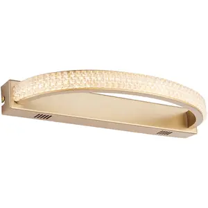 Satin Gold Wall Light Fitting - Warm White LED Tape Module - Reflective Diffuser