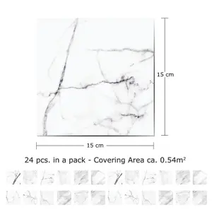 24 Pieces 15x15cm Marble Tiles Tile Stickers