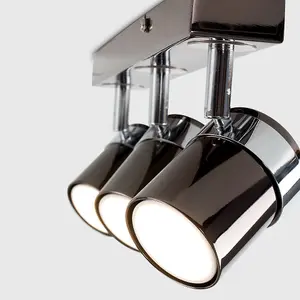 ValueLights Rosie 3 Way Adjustable Black and Polished Chrome Effect Straight Bar Ceiling Spotlight