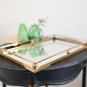 Melody Maison Gold Rectangle Mirrored Tray