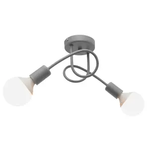 Luminosa Oxford Multi Arm Semi Flush Ceiling Light Grey 38cm