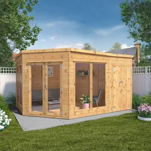 Mercia 9 x 13ft Premium Corner Summerhouse With Side Shed