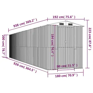 Berkfield Garden Shed Green 192x938x223 cm Galvanised Steel