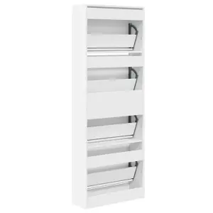 Shoe Cabinet White 60x21x163.5 cm Engineered Wood