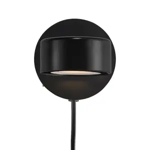 Nordlux Clyde Indoor Bedroom Office Metal Wall Light in Black (Diam) 10cm