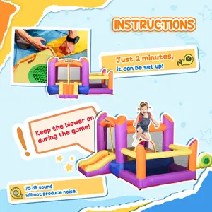 Outsunny Kids Bouncy Castle House Inflatable Trampoline Slide Water Pool 3 in 1 with Blower for Kids