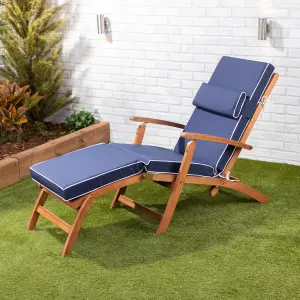 Alfresia Blue Steamer Deck Chair Garden Cushion