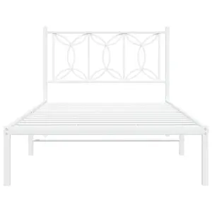 Berkfield Metal Bed Frame without Mattress with Headboard White 100x190cm