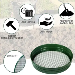 Metal Garden Mesh Riddle Sieve - Heavy Duty Sifter for Soil and Potting - 7mm 3/8 Inch Mesh